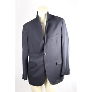 Ermenegildo Zegna Mens 2 Button Navy 100% Wool Traveller Blazer Sport Coat Sz 54